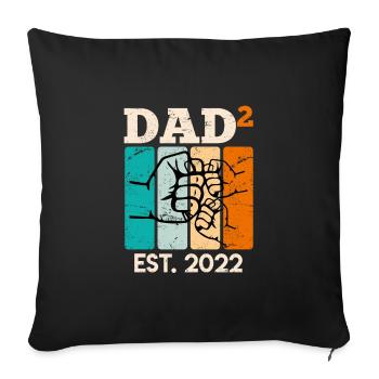 Werdender Zwillingspapa Papa 2022 Vater Geburt - Sofakissenbezug 45 x 45 cm - Schwarz - Vorne