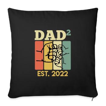 Vintage Papa 2022 Twins Second Child Father - Sofa pillowcase 17,3'' x 17,3'' (45 x 45 cm) - black - Front