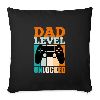 Dad Level unlocked papa 2022 Jeu - Housse de coussin décorative 45 x 45 cm - noir - Devant