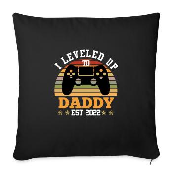 Dad-to-be 2022 Leveled up in 2022 Father-to-be - Sofa pillowcase 17,3'' x 17,3'' (45 x 45 cm) - black - Front