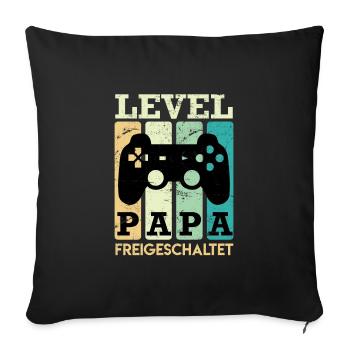 Level Vater 2022 freigeschaltet werdender Papa - Sofakissenbezug 45 x 45 cm - Schwarz - Vorne