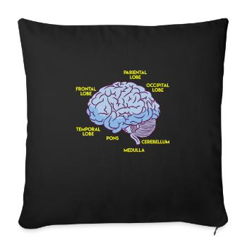 Anatomie eines Gehirns - Sofakissenbezug 45 x 45 cm - Schwarz - Vorne