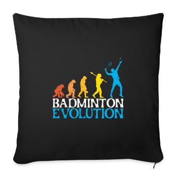 Badminton Evolution Affe Badmintonspieler - Sofakissenbezug 45 x 45 cm - Schwarz - Vorne