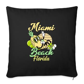 Miami Beach Florida Pineapple - Sofa pillowcase 17,3'' x 17,3'' (45 x 45 cm) - black - Front