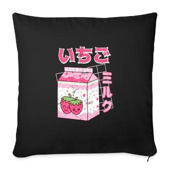 Anime Manga Kawaii Strawberry Milkshake Milk Shake - Housse de coussin décorative 45 x 45 cm - noir - Devant