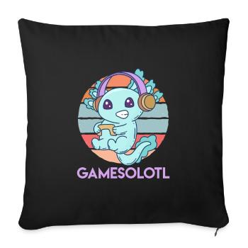 Gamesolotl Axolotl Gamer - Sofa pillowcase 17,3'' x 17,3'' (45 x 45 cm) - black - Front