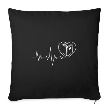 Bookworm Books Heartbeat Book - Housse de coussin décorative 45 x 45 cm - noir - Devant