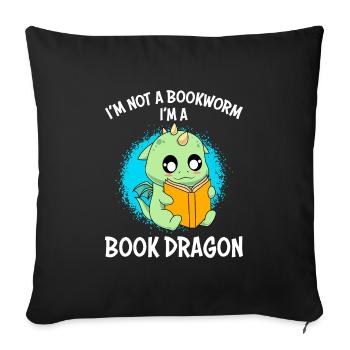 No Bookworm Book Dragon Dragon Children - Sofa pillowcase 17,3'' x 17,3'' (45 x 45 cm) - black - Front