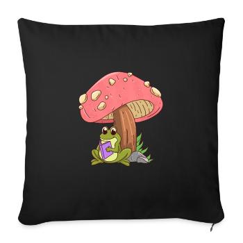 Read Frog Under Mushroom Book Teacher Books - Sofa pillowcase 17,3'' x 17,3'' (45 x 45 cm) - black - Front