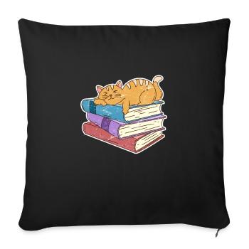 Cat Owner Reading Worm Book Read Books - Sofa pillowcase 17,3'' x 17,3'' (45 x 45 cm) - black - Front