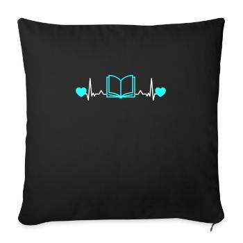 Bookworm Bookworm Books Heartbeat Heart - Sofa pillowcase 17,3'' x 17,3'' (45 x 45 cm) - black - Front