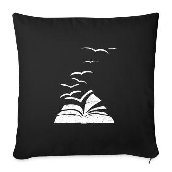 Books Birds Seagull Bookworm - Sofa pillowcase 17,3'' x 17,3'' (45 x 45 cm) - black - Front