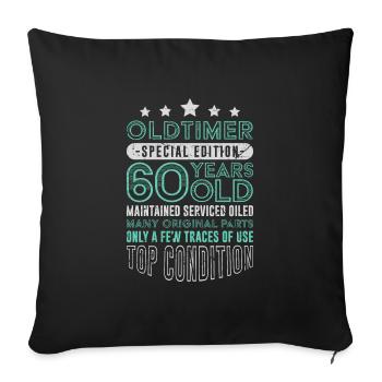 60ème anniversaire Oldtimer voiture 60 ans anniversaire - Housse de coussin décorative 45 x 45 cm - noir - Devant