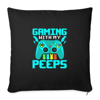 Gaming Quote Gaming With My Peeps Gaming - Sofa pillowcase 17,3'' x 17,3'' (45 x 45 cm) - black - Front