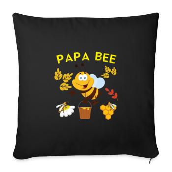 Bees Quote Papa Bee - Sofa pillowcase 17,3'' x 17,3'' (45 x 45 cm) - black - Front