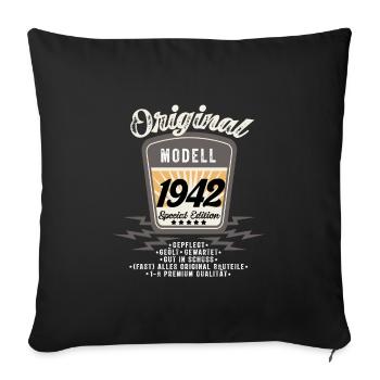 Model 1942 Original Oldtimer Badge 80 Birthday - Sofa pillowcase 17,3'' x 17,3'' (45 x 45 cm) - black - Front