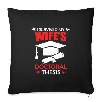 Thèse de doctorat 2022 Dissertation Épouse a survécu - Housse de coussin décorative 45 x 45 cm - noir - Devant