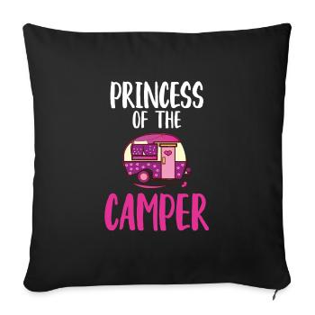 Citation camping Princesse du camping-car - Housse de coussin décorative 45 x 45 cm - noir - Devant