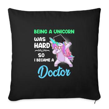 Docteur Licorne 2022 Doctorat Disputation - Housse de coussin décorative 45 x 45 cm - noir - Devant