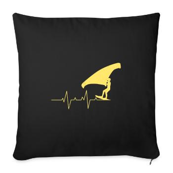 Wing Surf Heartbeat Wing Foiler Heart Wing Foil - Sofa pillowcase 17,3'' x 17,3'' (45 x 45 cm) - black - Front