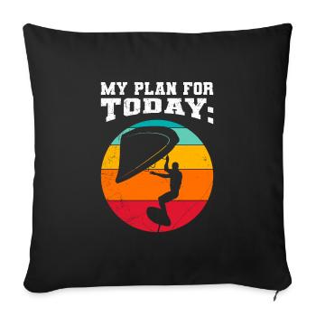 Wing Surf Plan for today Wing Foil - Sofa pillowcase 17,3'' x 17,3'' (45 x 45 cm) - black - Front
