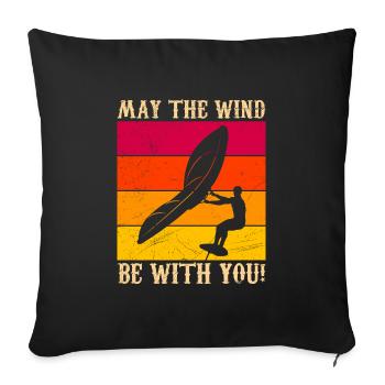 May the Wing be with you Wing Surf Wing Foil - Sofa pillowcase 17,3'' x 17,3'' (45 x 45 cm) - black - Front