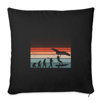 Retro Wing Foil Wing Surfer - Housse de coussin décorative 45 x 45 cm - noir - Devant