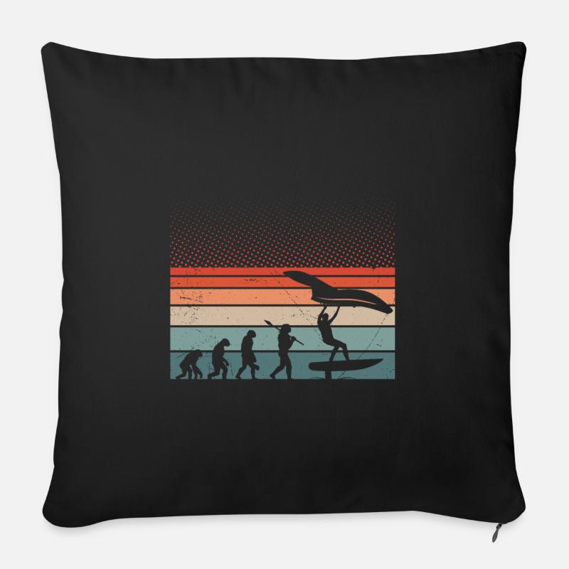 Retro Wing Foil Wing Surfer - Sofakissenbezug 45 x 45 cm - Schwarz