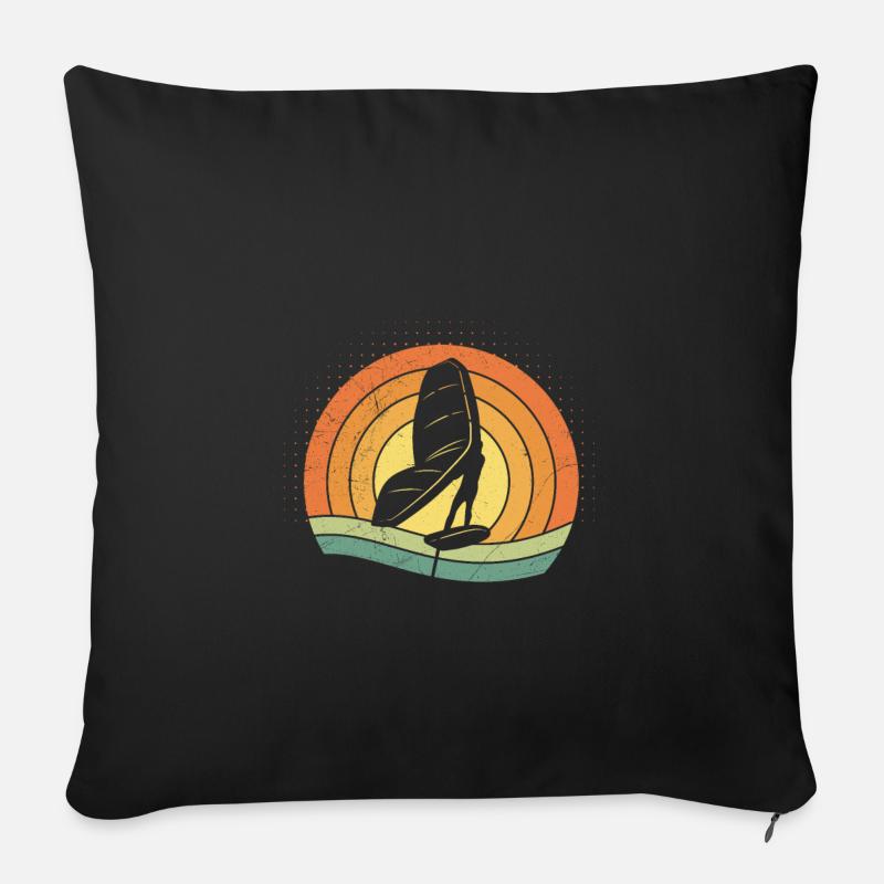 Wing Foil WIng Surf Retro - Sofakissenbezug 45 x 45 cm - Schwarz