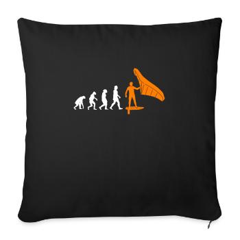 Wing Foil Evolution Wing Surf Monkey Wingfoil - Housse de coussin décorative 45 x 45 cm - noir - Devant