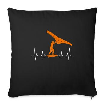 Wing Foiler Wing Surf Wingfoil Wingsurf - Housse de coussin décorative 45 x 45 cm - noir - Devant