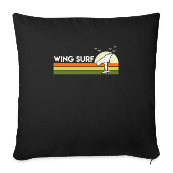 Wing Surf Retro Wing Foil Wingfoil - Sofa pillowcase 17,3'' x 17,3'' (45 x 45 cm) - black - Front