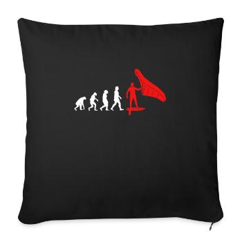 Wing Foil Evolution Wing Surf Monkey Wingfoil - Housse de coussin décorative 45 x 45 cm - noir - Devant