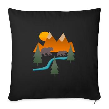 Montagnes Randonnée Bears River Paysage - Housse de coussin décorative 45 x 45 cm - noir - Devant