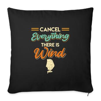 Wing Foil Wing Surf Wingfoiling Wingsurfing - Housse de coussin décorative 45 x 45 cm - noir - Devant
