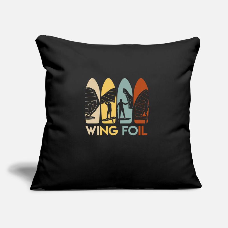 Wing Surf WIng Foil Rétro Wingfoiling Housse de coussin décorative 45 x 45 cm