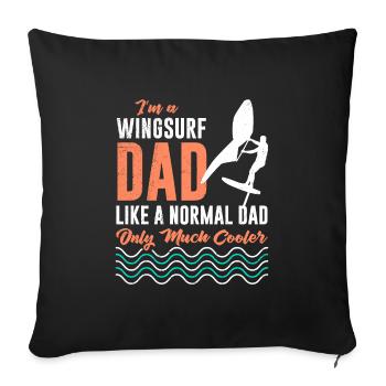 Wing Foil Dad Wing Surf Papa Wingfoiling - Sofa pillowcase 17,3'' x 17,3'' (45 x 45 cm) - black - Front
