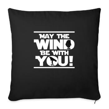 Wing Foil Que le vent soit avec vous Wingfoil - Housse de coussin décorative 45 x 45 cm - noir - Devant