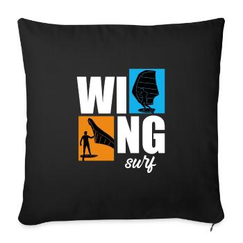 Wing Surf Wingfoil Wingsurf Retro - Sofa pillowcase 17,3'' x 17,3'' (45 x 45 cm) - black - Front