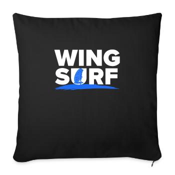 Wing Surf Wing Foil Wingsurf - Sofakissenbezug 45 x 45 cm - Schwarz - Vorne