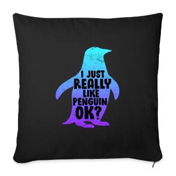 I just like penguin penguin friend - Sofa pillowcase 17,3'' x 17,3'' (45 x 45 cm) - black - Front