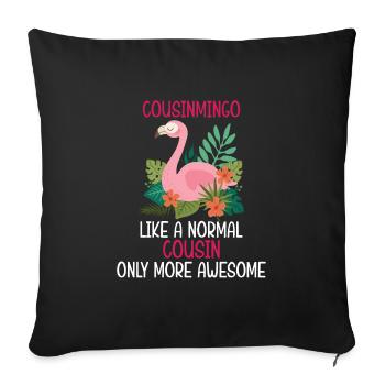 Flamingo Citation Cousinmingo comme un cousin normal - Housse de coussin décorative 45 x 45 cm - noir - Devant