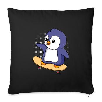 Skater PInguin Skateboard Pinguin - Housse de coussin décorative 45 x 45 cm - noir - Devant