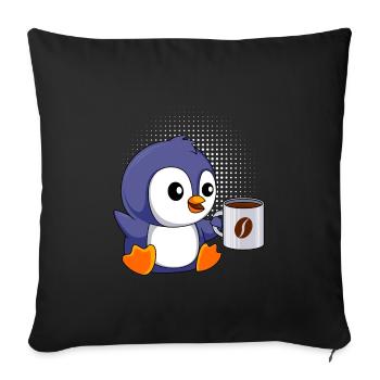 Coffee Penguin Baby Penguin Coffee Junkie - Sofa pillowcase 17,3'' x 17,3'' (45 x 45 cm) - black - Front