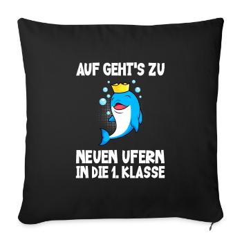 Auf in die 1. Klasse Einschulung 2022 Schulkind - Sofakissenbezug 45 x 45 cm - Schwarz - Vorne