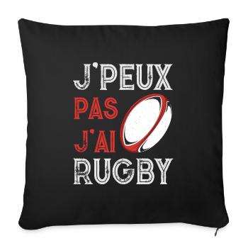 J'peux pas j'ai pratiquant rugby ballon vintage - Housse de coussin décorative 45 x 45 cm - noir - Devant