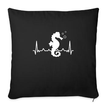 Rythme cardiaque de l’hippocampe Fréquence cardiaque - Housse de coussin décorative 45 x 45 cm - noir - Devant