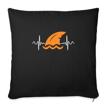 Shark Heartline Diver Shark Fin Heartbeat - Sofa pillowcase 17,3'' x 17,3'' (45 x 45 cm) - black - Front
