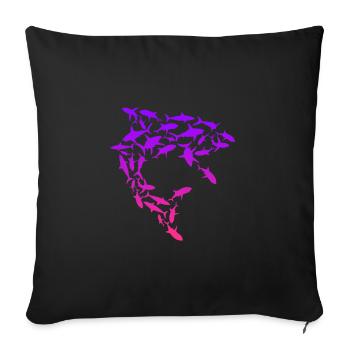 Essaim de requins Sauvez les requins - Housse de coussin décorative 45 x 45 cm - noir - Devant