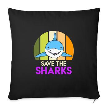 Sauvez les requins Protection des requins Requin - Housse de coussin décorative 45 x 45 cm - noir - Devant